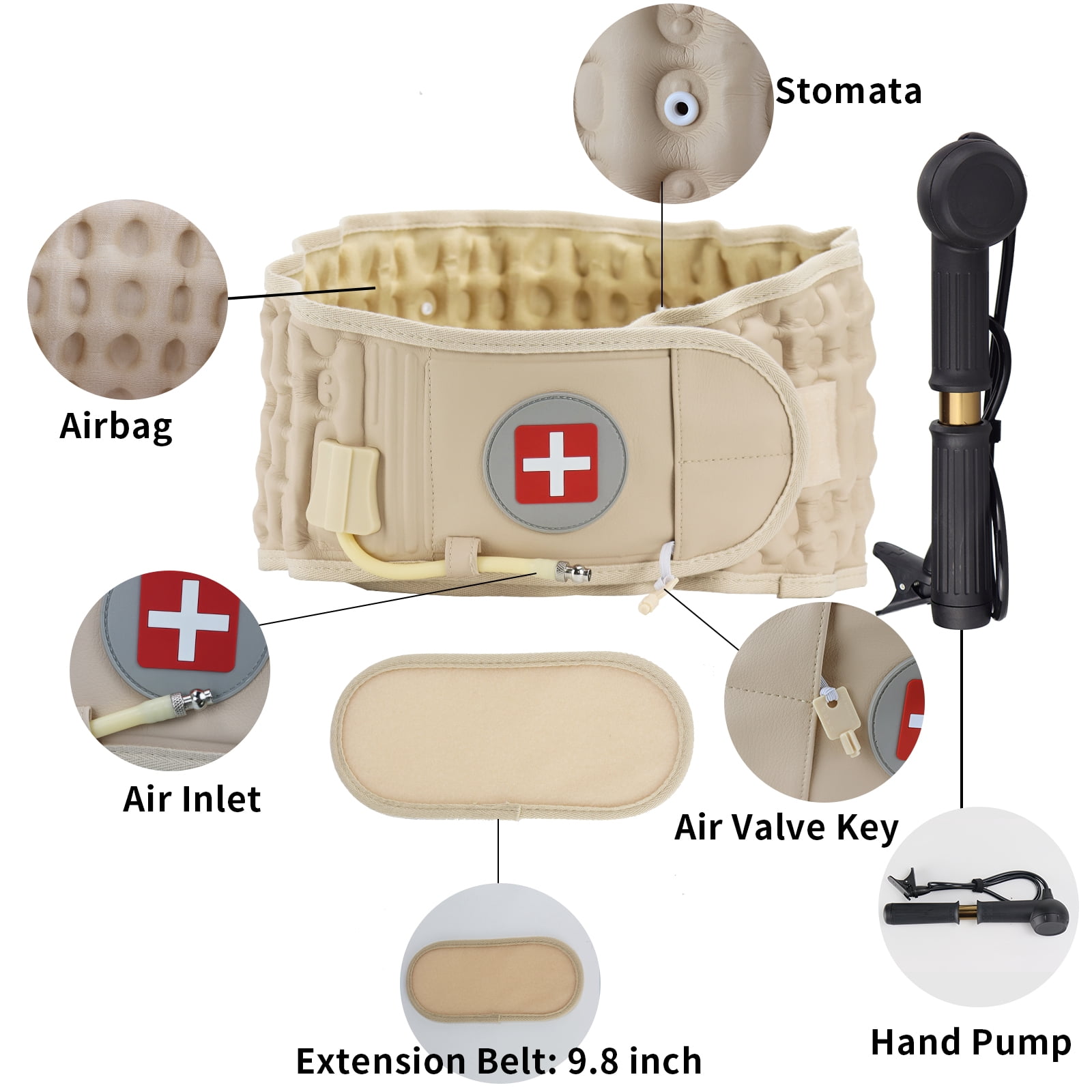 GINEKOO Lumbar Back Support Belt Unisex Compression, Beige
