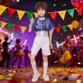 thumbnail image 4 of Toddler Boys Dance Sparkly Dance Short Sleeve Top and Pants Set Dance Outfits Stage Performance Outerwear 3-4 Years, 4 of 4