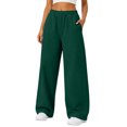 thumbnail image 2 of Womens Fleece Lined Wide Leg Sweatpants Elastic High Waist Loose Casual Long Pants With Side Pockets S, 2 of 6