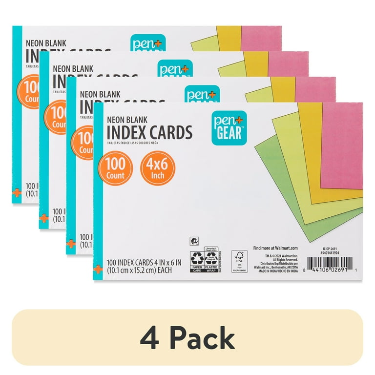 Blank Index Cards, Neon Colors, 4" x 6", 400 Count photo 1