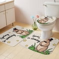 thumbnail image 4 of Groundhog Day Bathroom Rugs Set Spring Is Coming Cartoon Groundhog Stars Grass Linen Texture Non Slip Absorbent Bath Mats 3 Piece Set, U-Shaped Floor Mat, Toilet Seat Cover Small Size, 4 of 9