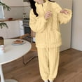 thumbnail image 2 of hxobax Winter Warm Sleepwear for Womens Pajamas Set 2 Piece Pjs Pj Sets Solid Color Long Sleeve Zipper Jacket Shirts and Full-Length Bottom Nightwear Sets Plush Fleece Loungewear,#01_Beige,XX-Large, 2 of 5