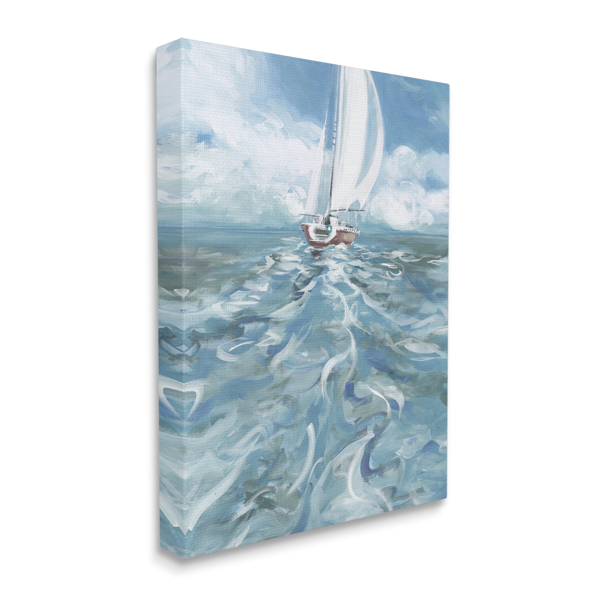 Stupell Industries Boat Waves Wake Painting Transportation Painting Gallery Wrapped Canvas Print Wall Art, 36 x 48