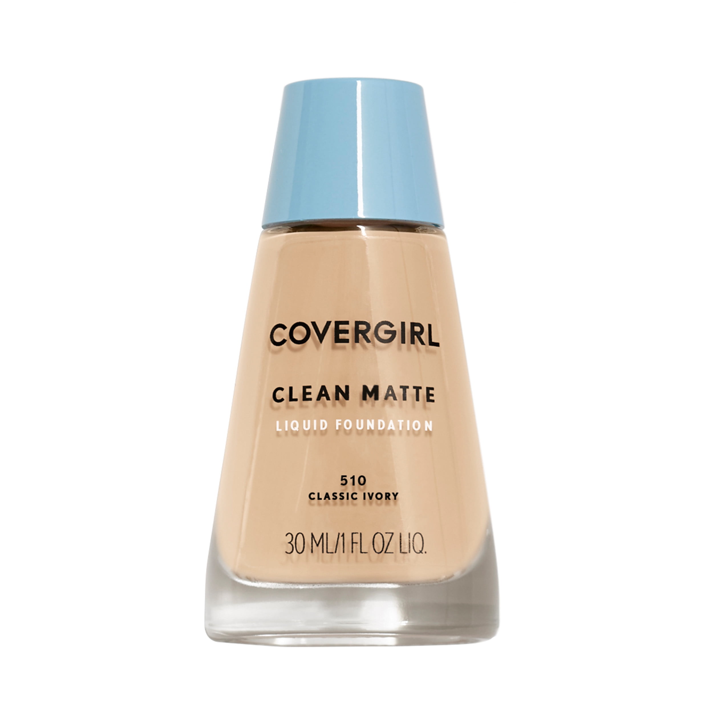 COVERGIRL Clean Matte Liquid Foundation, 510 Classic Ivory, 1 oz, Liquid Foundation, Matte Foundation, Lightweight Foundation, Moisturizing Foundation, Water Based Foundation