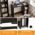 thumbnail image 3 of 31.5 " Modern Home Office Desk with 2 Compartments, Wood Computer desk for Small Space,Black, 3 of 8
