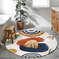thumbnail image 3 of Round Rugs 3Ft, Boho Round Area Rug Washable Indoor Throw Carpet, Bohemia Middle Century Leaves Abstract Minimalist Beige Small Non Slip Circle Rug for Bedroom Living Room Home Decor Aesthetic, 3 of 8