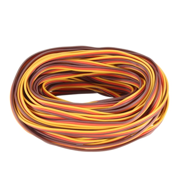 Cable de extensión de servo de 3 pines de 41 pies/12.5 metros 28AWG para modelos de hobby JR Futaba, 30 núcleos marrón/rojo/naranja