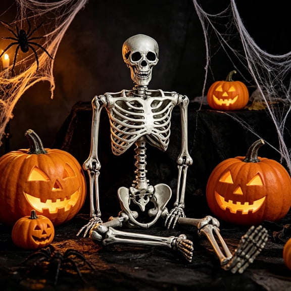 5.7 ft Halloween Skeleton Decoration, with Movable Joints, Flexible Skeleton for Poses, Suitable for Halloween Indoor and Outdoor Halloween Decorations