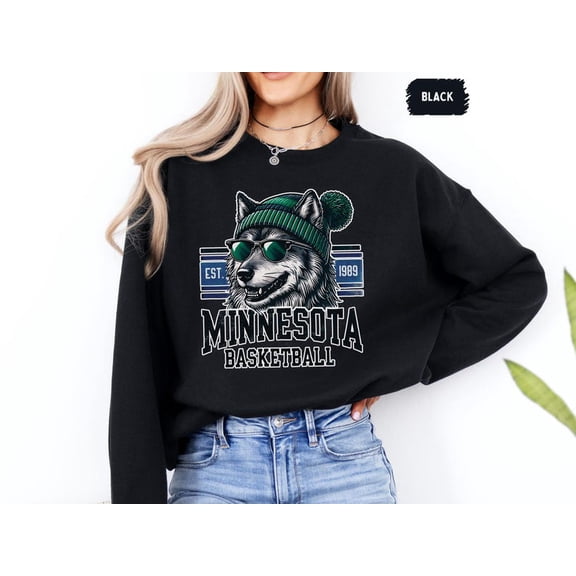 HA Sweatshirts Retro Wolf Basketball Graphic Minnesota Sports Team Spirit Vintage Athleisure Pullover Unisex Sweatshirt All Size S-5XL