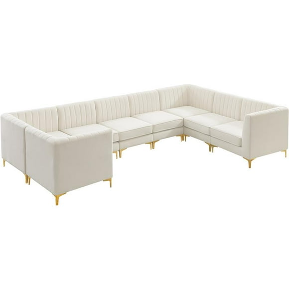 Meridian Furniture Alina Cream Velvet Modular Sectional