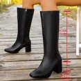 thumbnail image 4 of Women’s Square Toe Knee High Boots, Faux Leather Block Heel Tall Boots, Side Zipper Fashion Dress Boots, 4 of 5