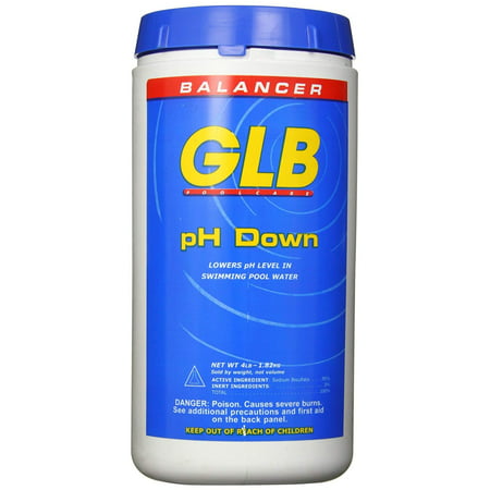 GLB Pool and Spa Products 71240 4-Pound pH Down Pool Water Balancer, Sanitizer lowers pH level in swimming pool water By GLB Pool Spa (Best Way To Lower Ph In Pool)