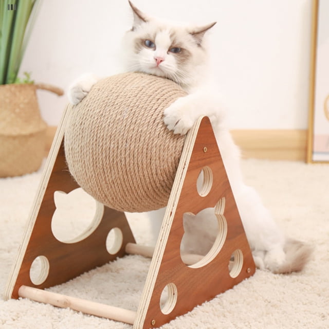 Bola de cuerda de Sisal, juguete para gatos, marco de escalada para gatos, juguete para mascotas, juego interactivo, herramienta para rascar, estante de madera
