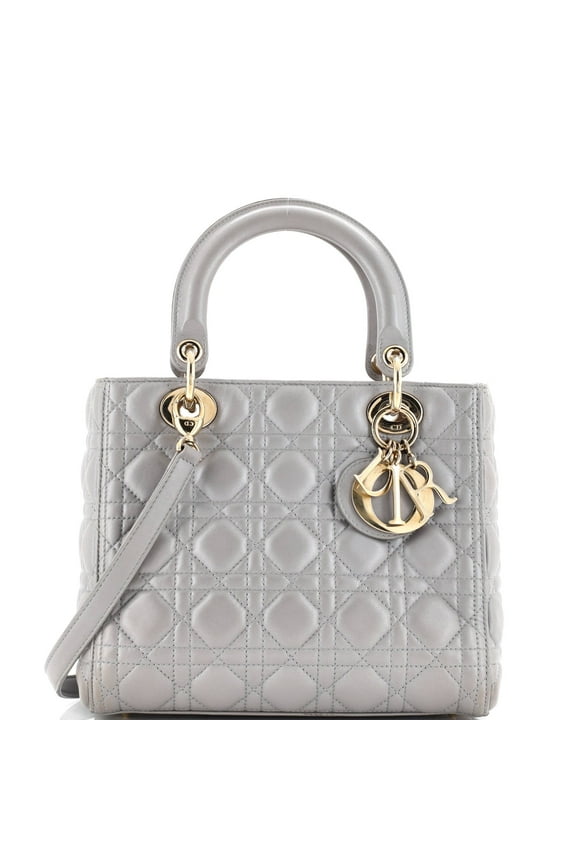 Pre-Owned Lady Dior Bag Cannage Quilt Lambskin Medium By Rebag
