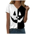 thumbnail image 5 of Halloween T Shirt Women Funny Pumpkin Face Printed Cute Tee Short Sleeve Casual Funny Halloween Party Tops, 5 of 7