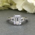 thumbnail image 2 of HeartsAndYou Accent Solitaire Engagement Ring for Women 2.3ct Emerald Cut Moissanite 18k White Gold over Silver, 2 of 5