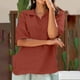 thumbnail image 2 of Mujeres moda Casual suelta manga corta sólido cuello en V camiseta Top blusa pulóver Wmkox8yi  bvn1787, 2 of 8