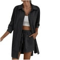 thumbnail image 2 of FAIWAD Womens Plus Size Shirts Long Sleeve Button Down Casual Blouse Solid Color Dressy Basic Work Tops, 2 of 6
