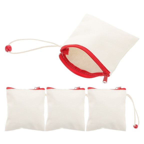 ELAYARD 4Pcs Small Coin Pouch Canvas Cloth Red for Organizing Small Items Women Daily Use
