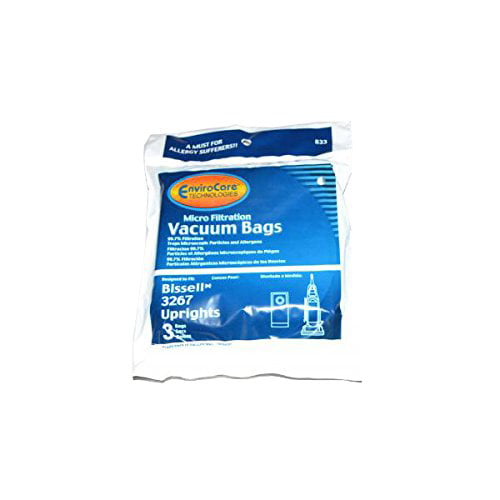 Bissell 3267 Upright Vacuum Cleaner Paper Bags 3PK # 833 