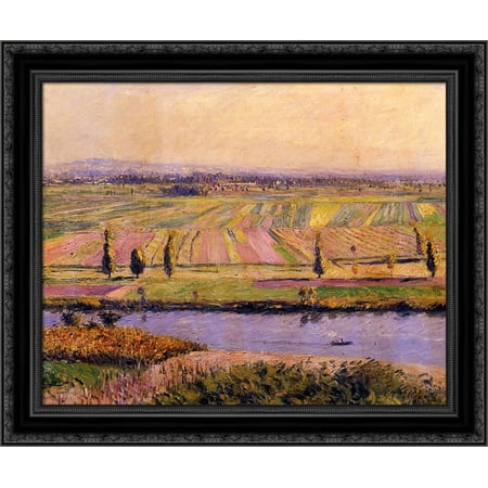 The Gennevilliers Plain, Seen from the Slopes of Argenteuil 23x20 Black Ornate Wood Framed Canvas Art by Caillebotte, Gustave