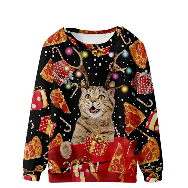 CEHVOM Chandail de Noël Décontracté pour Hommes, Impression 3D, Manches Longues, Col Rond, Chandail, Chemise, Blouses, en Solde