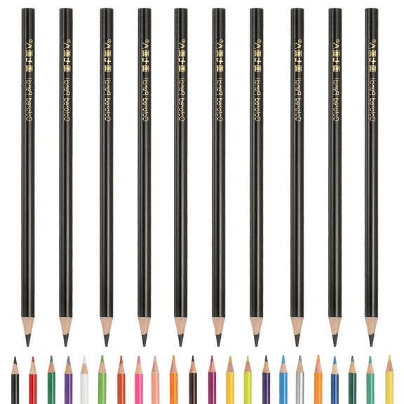 Black Color Drawing Pencils for Adult Coloring Books, 10 Pcs