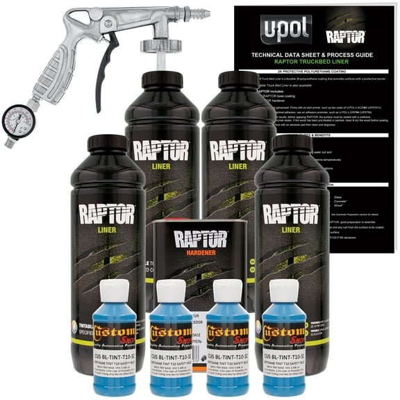 Raptor Safety Blue Urethane Spray-On Truck Bed Liner Spray Gun, 4 Liters