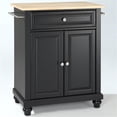 thumbnail image 1 of Bowery Hill Natural Wood Top Kitchen Island in Black, 1 of 6