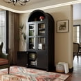 thumbnail image 4 of BaPro 71" Tall Arched Kitchen Pantry Cabinet, Modern Farmhouse Style Storage Cupboard with Adjustable Shelves for Dining & Living Room, Black, 4 of 7