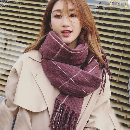 

MIARHB Winter Plaid Long Warm Scarf Female Imitation Cashmere Dual-use Big Shawl Double-sided Wild Bib