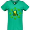 thumbnail image 3 of Inktastic St. Patricks Day shamrocks and hat Women's V-Neck T-Shirt, 3 of 5