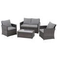 thumbnail image 3 of JOIVI 4 Pieces Outdoor Sectional PE Rattan Conversation Sofa Set with Gray Wicker, Light Gray Cushion, 3 of 7