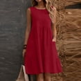 thumbnail image 2 of Kukoosong Women's Sleeveless Tank Dress with Pockets, Round Neck Midi Casual A-Line Flowy Summer Dress for Everyday Wear, Beach Vacation Loose Fit Dress, 2 of 6