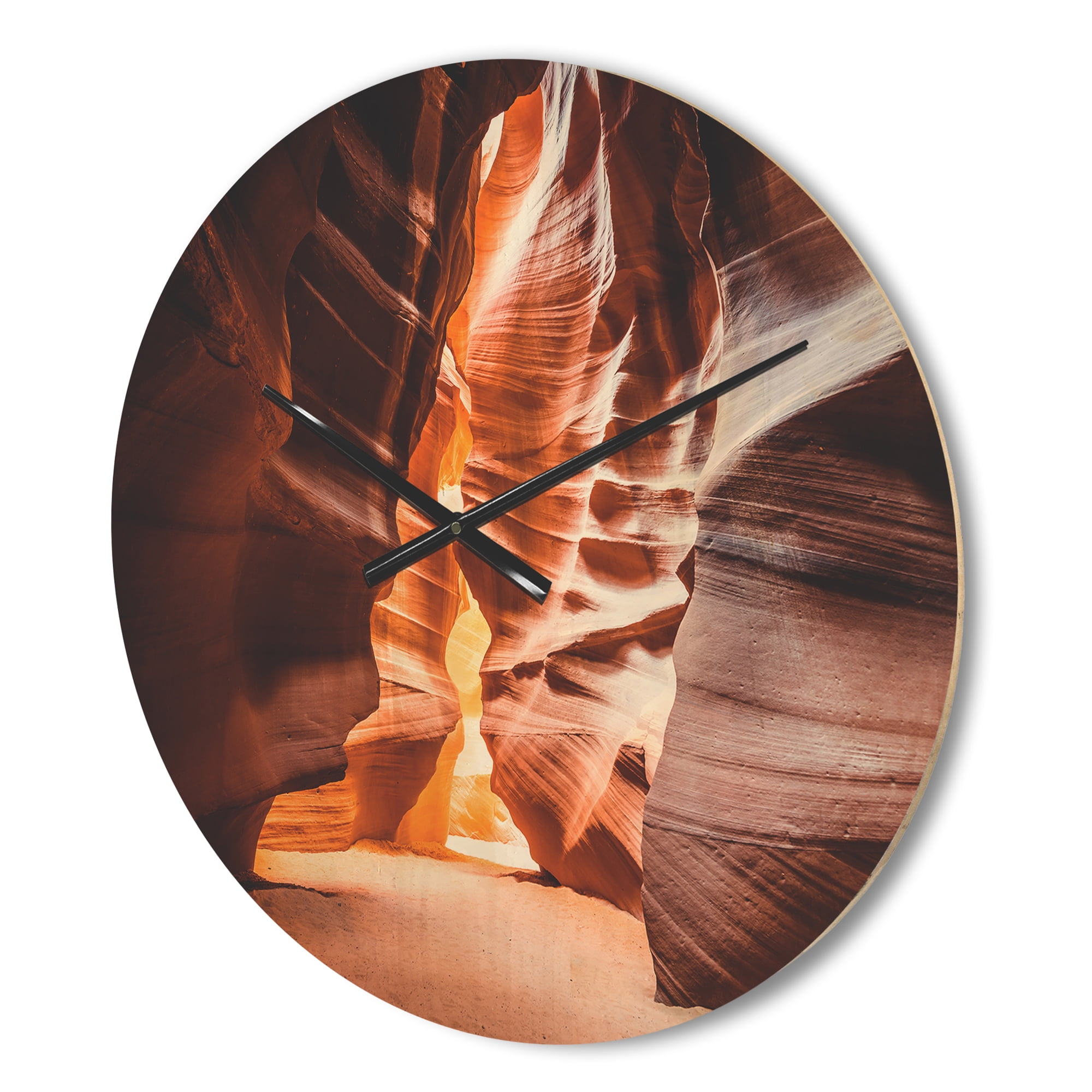 Designart 'Antelope Canyon in Sunshine Landscape' Modern Wood Wall Clock
