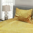 thumbnail image 2 of Ambesonne Modern Quilted Coverlet 3 Pcs, Floral Swirls Leaves, Queen Size, Earth Yellow Brown, 2 of 4