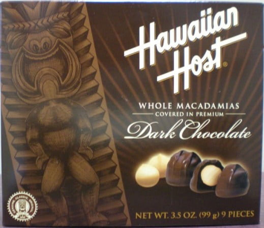 (3 pack) Hawaiian Host Whole Macadamias Covered in Premium Dark Chocolate, 3.5 Oz.