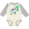 thumbnail image 3 of Inktastic Second Birthday Shark with Cake Boys or Girls Long Sleeve Baby Bodysuit, 3 of 5