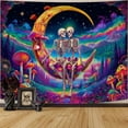 thumbnail image 2 of Blacklight Skull Moon Tapestry Trippy Mushroom Mountain Tapestries Starry Sky Wall Tapestry Skeleton Lovers Wall Hanging for Bedroom Decor,79Wx60H, 2 of 4
