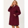 thumbnail image 4 of Women's Plus Size Winter Coats Elegant Notched Lapel Single Breasted Trench Coat Wine Red 2X, 4 of 7