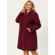 thumbnail image 4 of Women's Plus Size Winter Coats Elegant Notched Lapel Single Breasted Trench Coat Wine Red 2X, 4 of 7