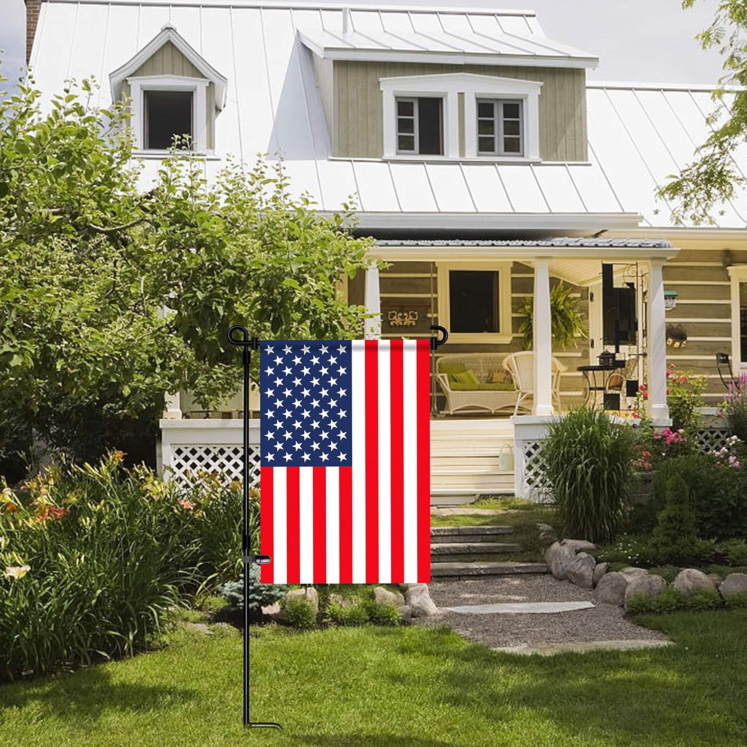 Royals Garden Flag With Stand Holder - 13"x18" Double Sided Polyester Flag & 36.5" Steel Flagpole
