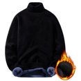 thumbnail image 5 of comerut Men Winter Sweater Knitting Turtleneck Fleece Solid Color Thicken Keep Warm Neck Protection Plus Size Pullover Spring Sweater Male Clothes, 5 of 8