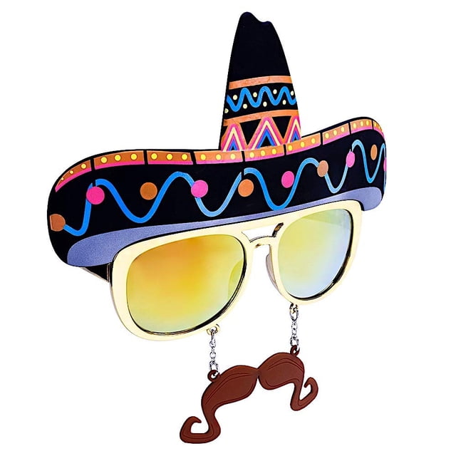 Gafas de sol Sun-Staches, estilo sombrero, atuendo de fiesta unisex