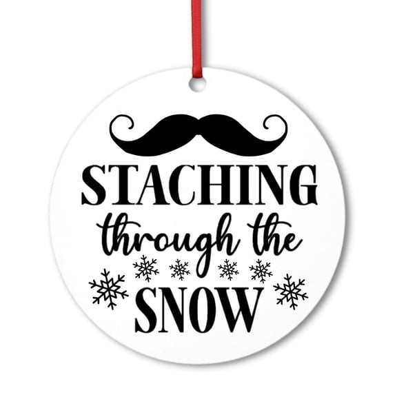 Ceramic Christmas Ornament – “Staching Through The Snow” Holiday Tree Decoration – Funny Festive Seasonal Ornament