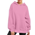 thumbnail image 4 of Black and Friday/Cyber .Monday Deals Hueook Sweatshirts for Women Plus Size Long Sleeve Solid Color Fashion Casual Hooded Blouse With Pocket rewneck Pullover Sweatshirt Tops, 4 of 8