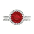 thumbnail image 2 of Clara Pucci 14K White Gold 2.52 Simulated Ruby Engraveable Engagement Ring + Wedding Band Set, 2 of 7