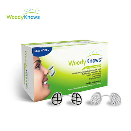 WoodyKnows Super Defense Nasal Filters Reduce Pollen Dust Dander Mold Allergy Relief Air Pollution (Best Relief For Pollen Allergies)