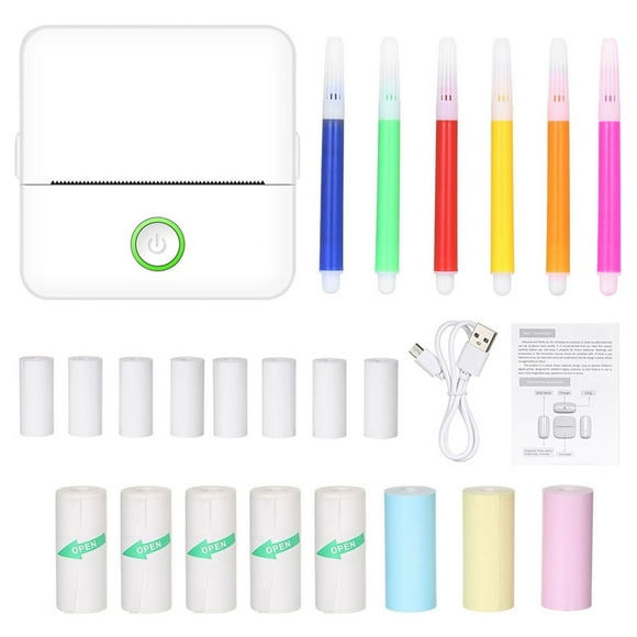 Mini Inkless Sticker Printer, Portable Bluetooth Mini Pocket Printer Sticker Maker for Notes, Memo, Photo,