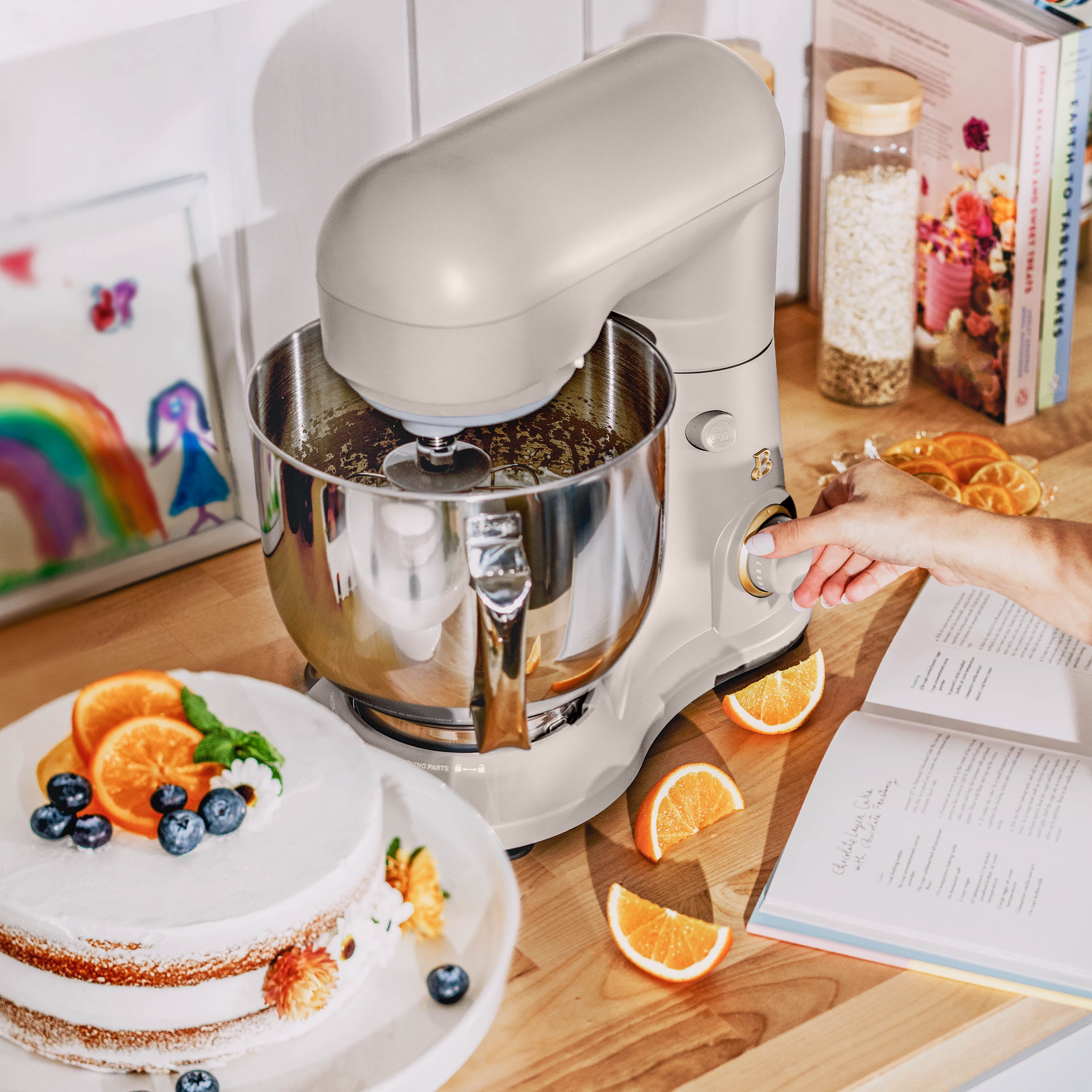 Beautiful 5.3 Qt Stand Mixer Lightweight Powerful with Tilt Head Porcini Taupe by Drew Barrymore Walmart